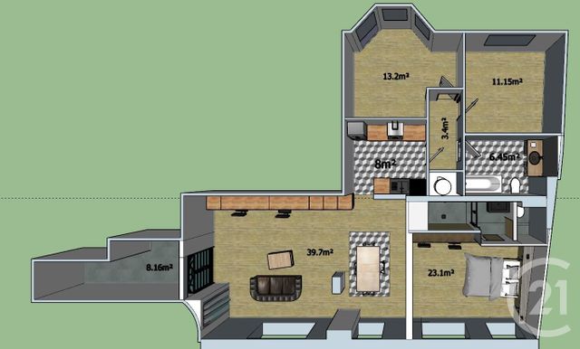 Appartement F5 à vendre - 5 pièces - 113.0 m2 - TOULON - 83 - PROVENCE-ALPES-COTE-D-AZUR - Century 21 Le Mourillon